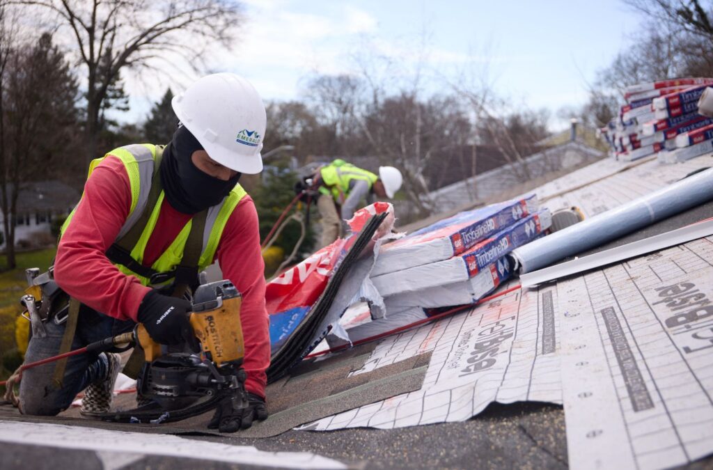Emerald Roofing and Siding specialist performing roof installation in New City, NY, demonstrating trusted skills and reliable local craftsmanship. Roof Installation near me.